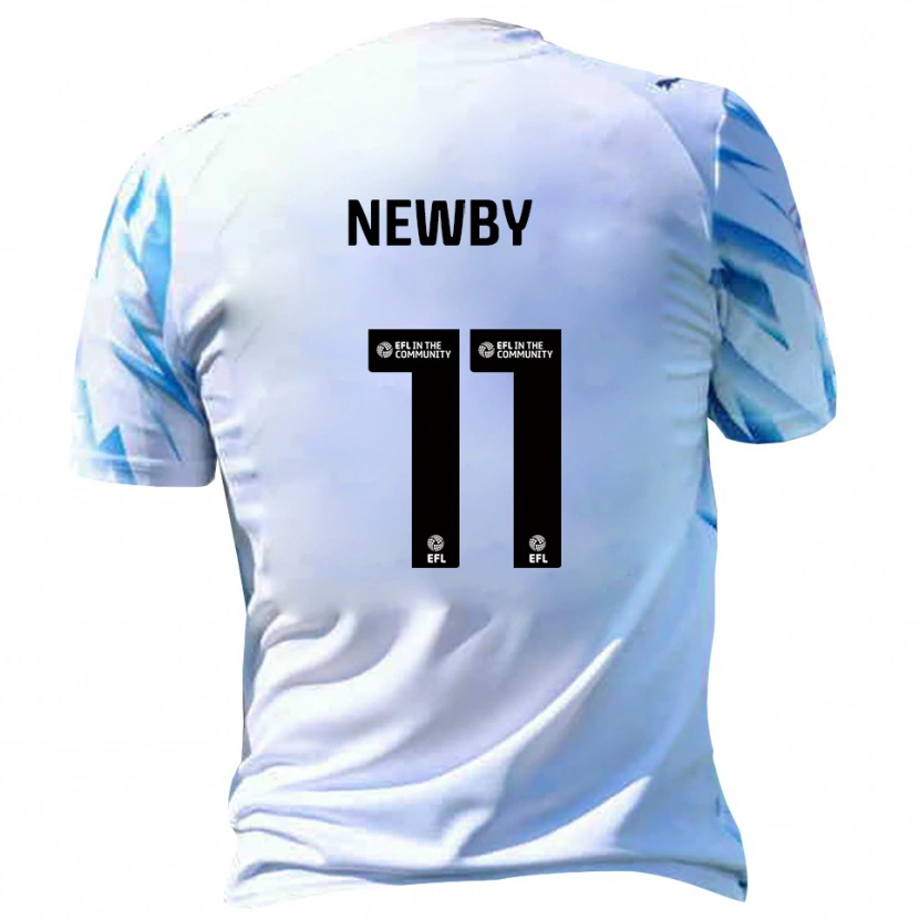 Danxen Dames Elliot Newby #11 Wit Hemelsblauw Thuisshirt Thuistenue 2025/26 T-Shirt