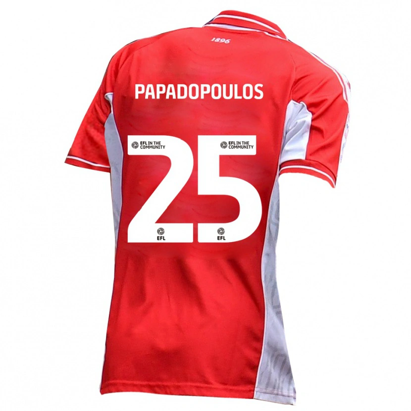 Danxen Dames Antony Papadopoulos #25 Rood Wit Thuisshirt Thuistenue 2025/26 T-Shirt