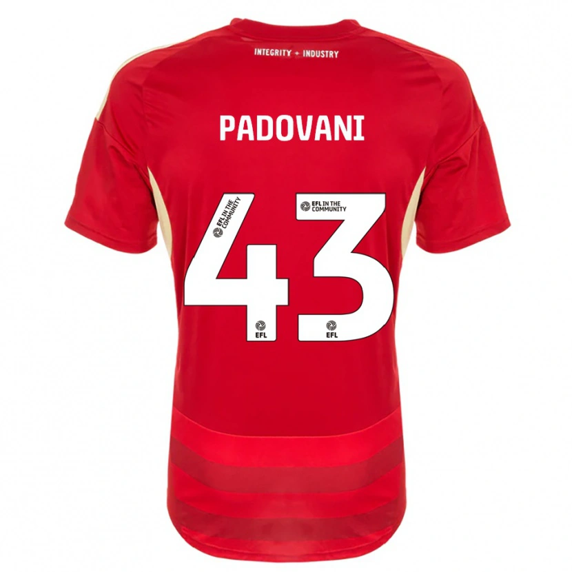 Danxen Dames Bruno Padovani #43 Rood Wit Thuisshirt Thuistenue 2025/26 T-Shirt