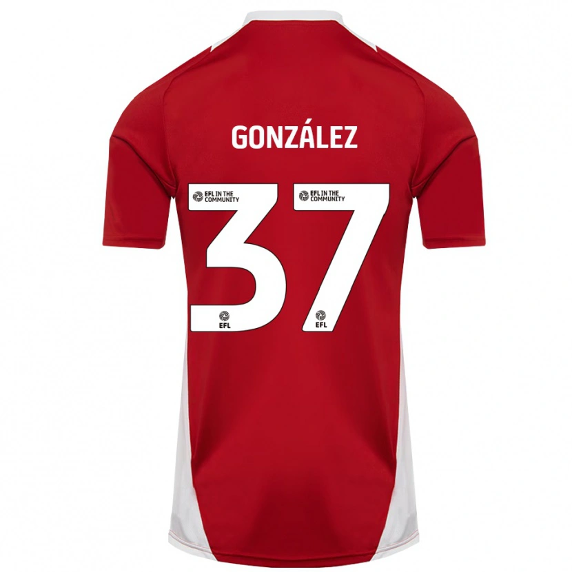 Danxen Dames Dani González #37 Rood Wit Goud Thuisshirt Thuistenue 2025/26 T-Shirt