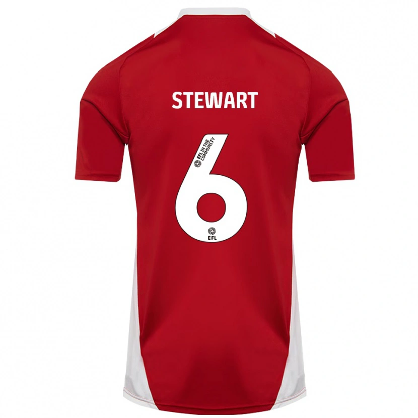 Danxen Dames Alistair Stewart #6 Rood Wit Goud Thuisshirt Thuistenue 2025/26 T-Shirt