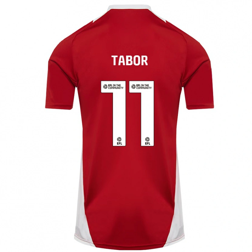 Danxen Dames Jake Tabor #11 Rood Wit Goud Thuisshirt Thuistenue 2025/26 T-Shirt