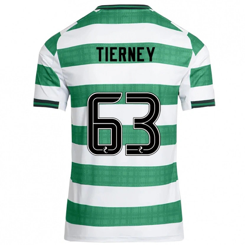 Danxen Dames Kieran Tierney #63 Groen Wit Thuisshirt Thuistenue 2025/26 T-Shirt