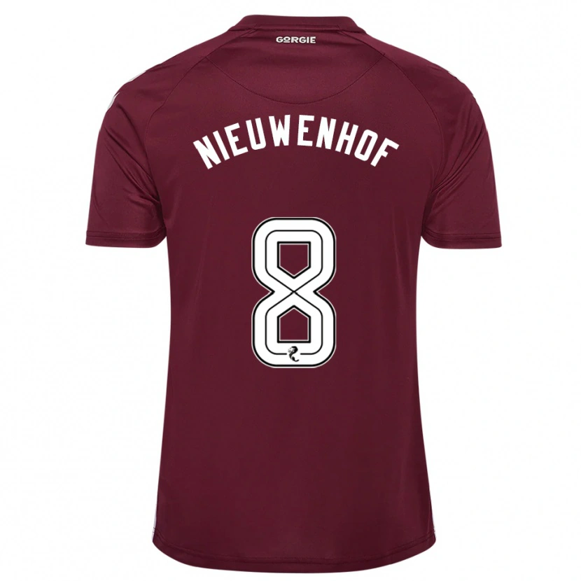 Danxen Dames Calem Nieuwenhof #8 Bordeauxrood Wit Thuisshirt Thuistenue 2025/26 T-Shirt