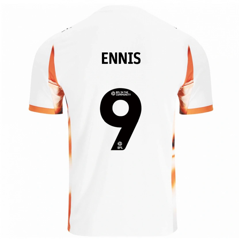 Danxen Dames Niall Ennis #9 Wit Oranje Zwart Uitshirt Uittenue 2025/26 T-Shirt