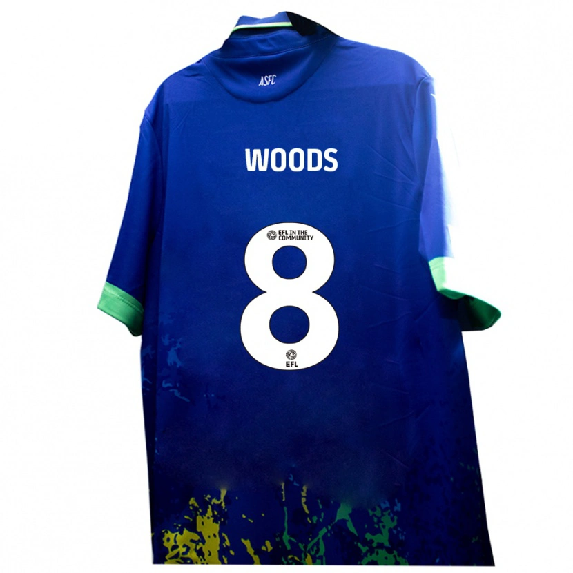 Danxen Dames Ben Woods #8 Blauw Geel Uitshirt Uittenue 2025/26 T-Shirt