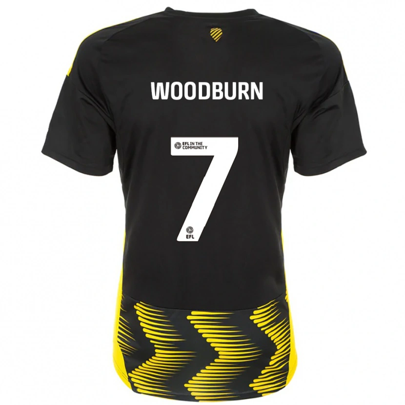 Danxen Dames Ben Woodburn #7 Zwart Geel Uitshirt Uittenue 2025/26 T-Shirt