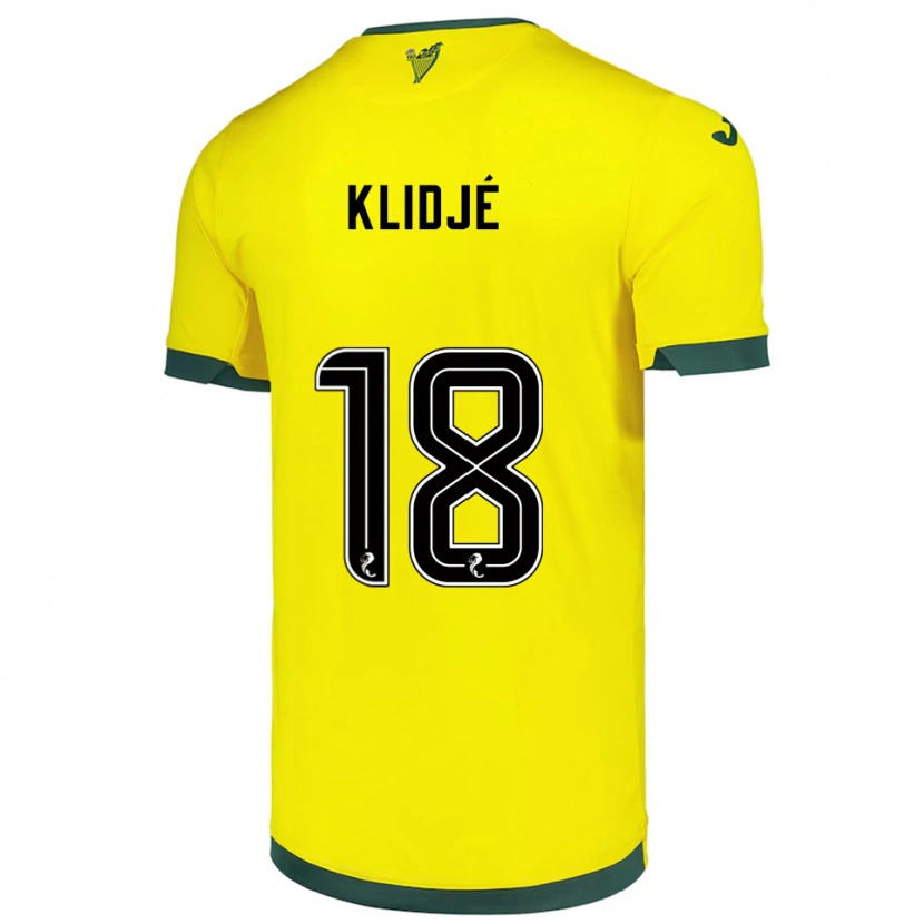 Danxen Dames Thibault Klidjé #18 Geel Groen Uitshirt Uittenue 2025/26 T-Shirt