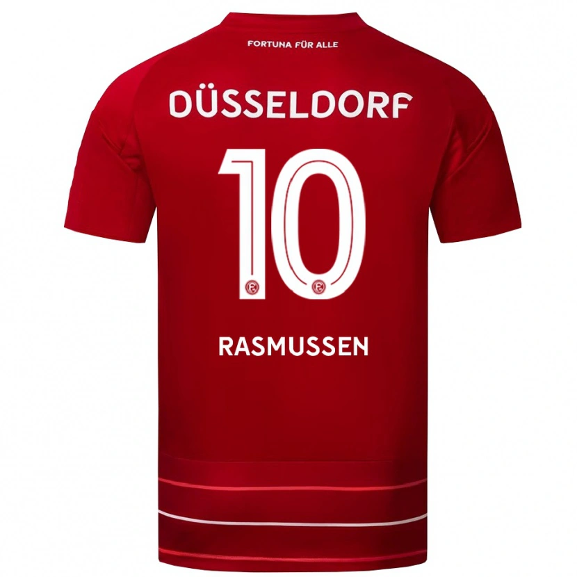 Danxen Kinderen Christian Rasmussen #10 Rood Wit Thuisshirt Thuistenue 2025/26 T-Shirt