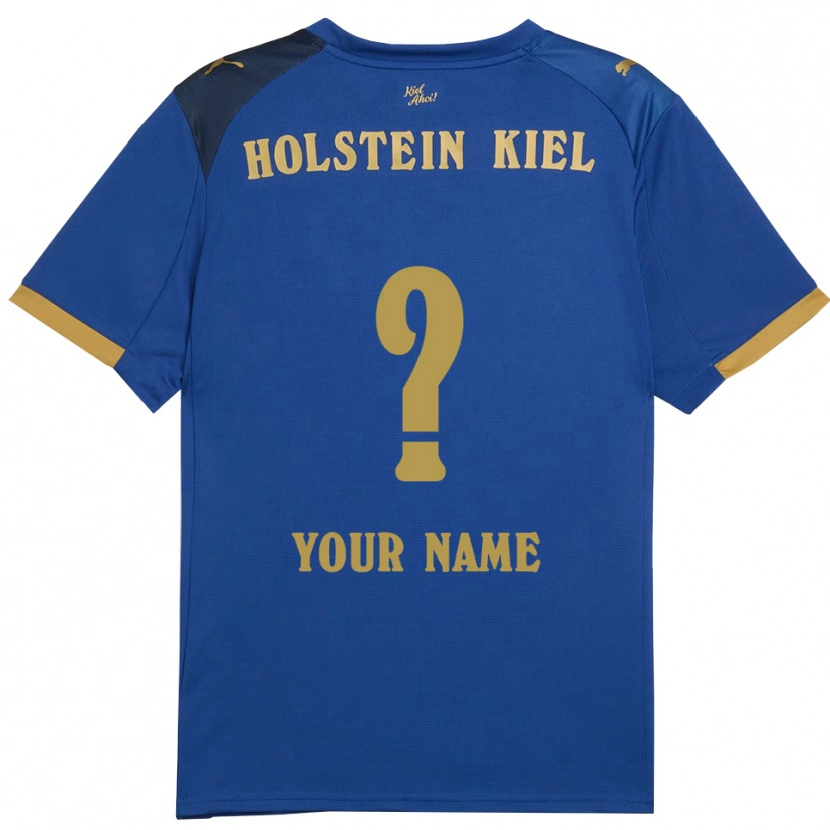 Danxen Kinderen Uw Naam #0 Blauw Goud Thuisshirt Thuistenue 2025/26 T-Shirt