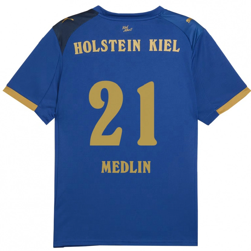 Danxen Kinderen Caspar Medlin #21 Blauw Goud Thuisshirt Thuistenue 2025/26 T-Shirt