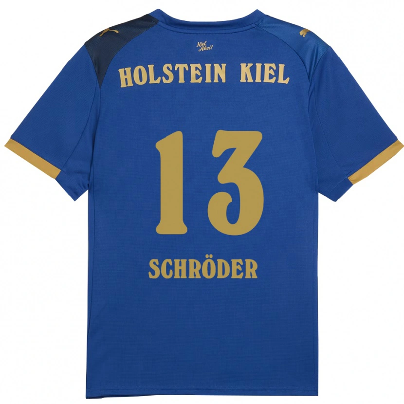 Danxen Kinderen Lea Schröder #13 Blauw Goud Thuisshirt Thuistenue 2025/26 T-Shirt