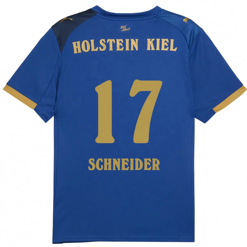 Danxen Kinderen Aaron Schneider #17 Blauw Goud Thuisshirt Thuistenue 2025/26 T-Shirt