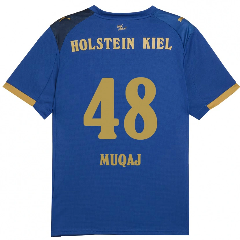 Danxen Kinderen Hamza Muqaj #48 Blauw Goud Thuisshirt Thuistenue 2025/26 T-Shirt