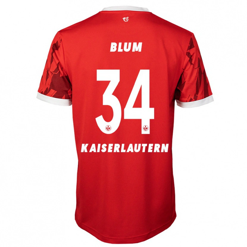 Danxen Kinderen Shawn Blum #34 Rood Wit Thuisshirt Thuistenue 2025/26 T-Shirt