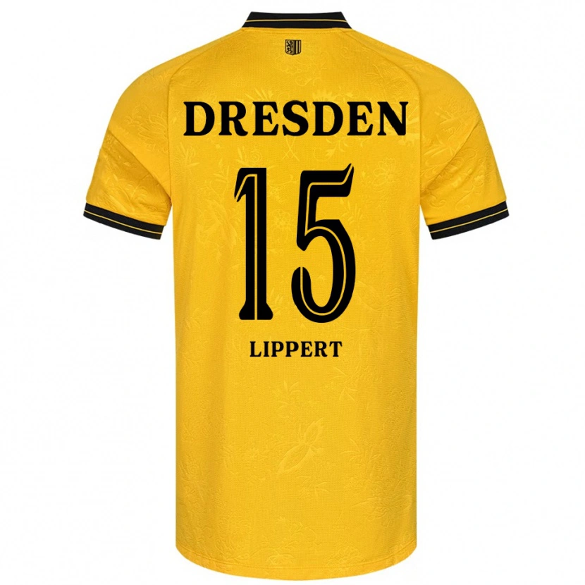 Danxen Kinderen Marlon Lippert #15 Geel Zwart Thuisshirt Thuistenue 2025/26 T-Shirt