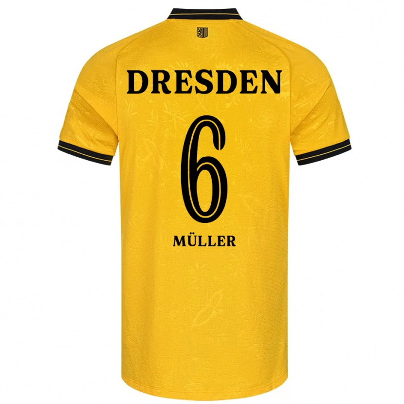 Danxen Kinderen Friedrich Müller #6 Geel Zwart Thuisshirt Thuistenue 2025/26 T-Shirt
