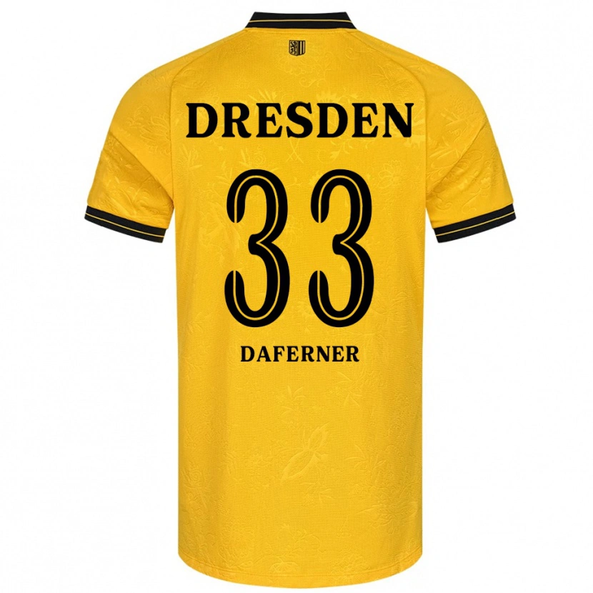 Danxen Kinderen Christoph Daferner #33 Geel Zwart Thuisshirt Thuistenue 2025/26 T-Shirt