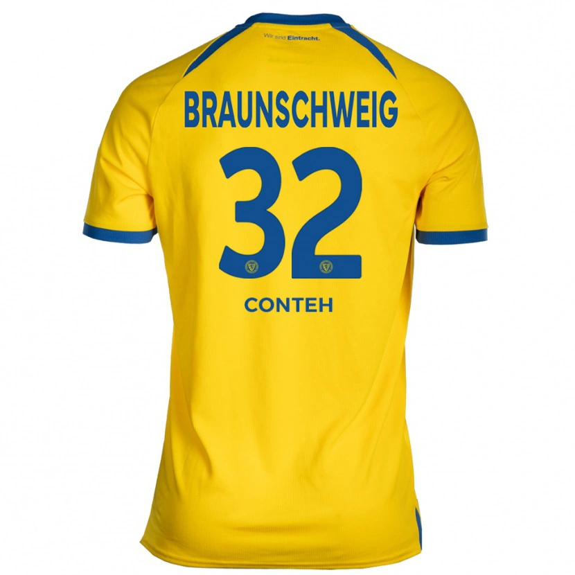 Danxen Kinderen Christian Conteh #32 Geel Blauw Thuisshirt Thuistenue 2025/26 T-Shirt