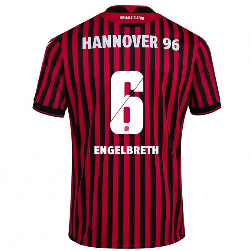 Danxen Kinderen Noah Engelbreth #6 Rood Zwart Thuisshirt Thuistenue 2025/26 T-Shirt
