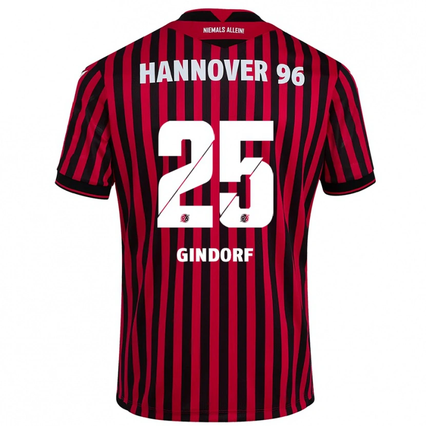 Danxen Kinderen Lars Gindorf #25 Rood Zwart Thuisshirt Thuistenue 2025/26 T-Shirt