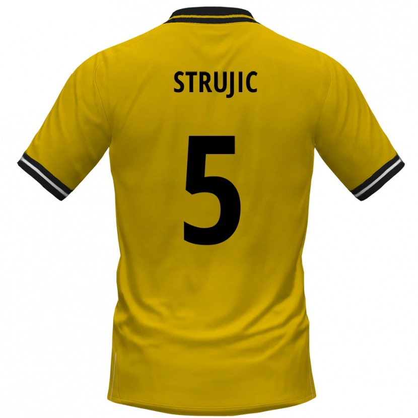 Danxen Kinderen Sasa Strujic #5 Geel Zwart Thuisshirt Thuistenue 2025/26 T-Shirt