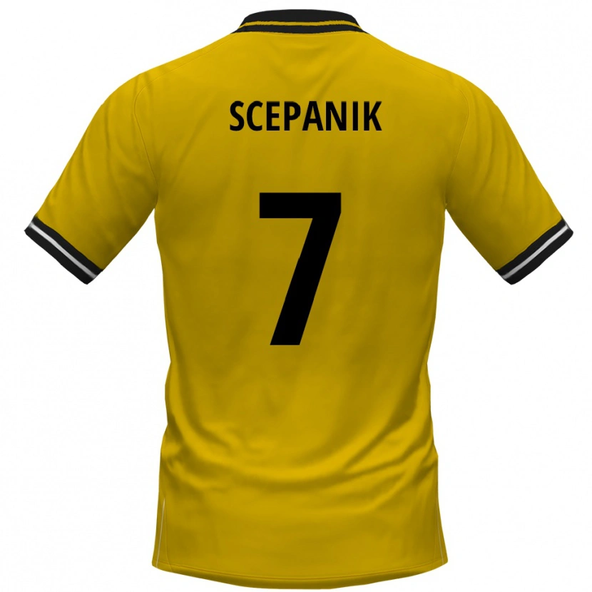 Danxen Kinderen Lukas Scepanik #7 Geel Zwart Thuisshirt Thuistenue 2025/26 T-Shirt