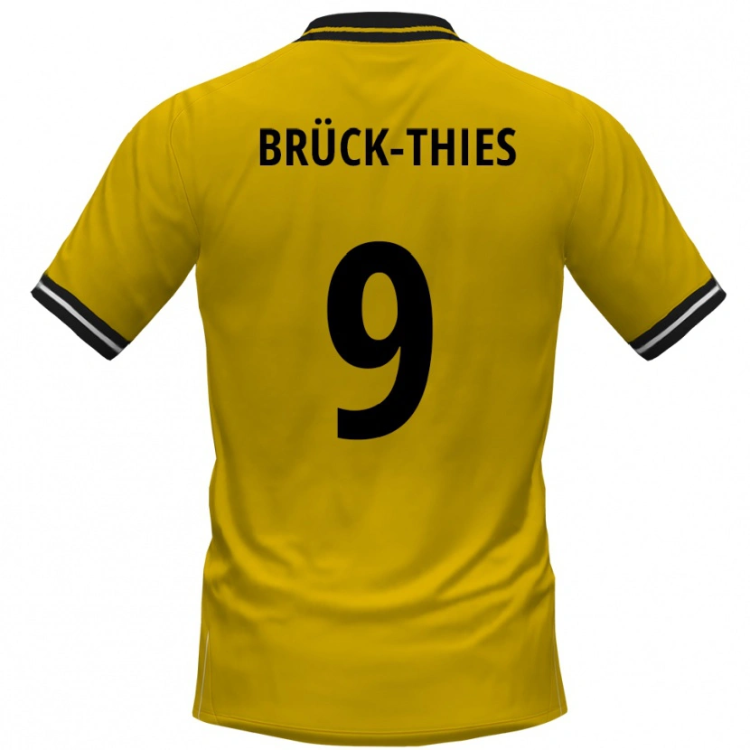 Danxen Kinderen Frederik Brück-Thies #9 Geel Zwart Thuisshirt Thuistenue 2025/26 T-Shirt