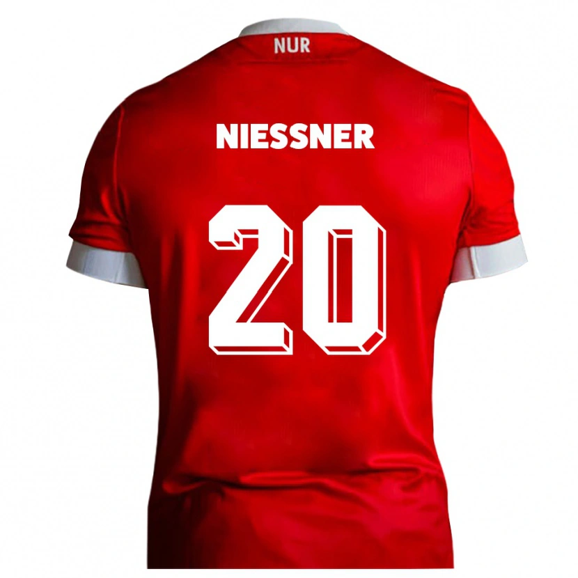 Danxen Kinderen Lennard Nießner #20 Rood Wit Thuisshirt Thuistenue 2025/26 T-Shirt