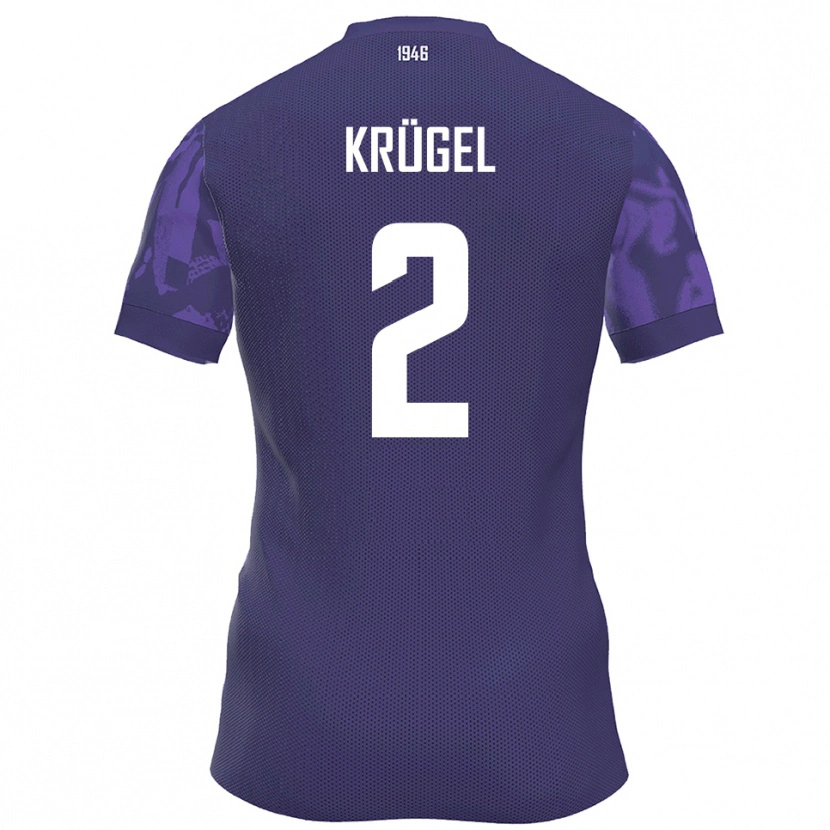 Danxen Kinderen Theo Krügel #2 Paars Wit Thuisshirt Thuistenue 2025/26 T-Shirt