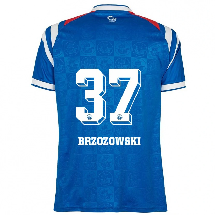 Danxen Kinderen Milosz Brzozowski #37 Blauw Wit Rood Thuisshirt Thuistenue 2025/26 T-Shirt