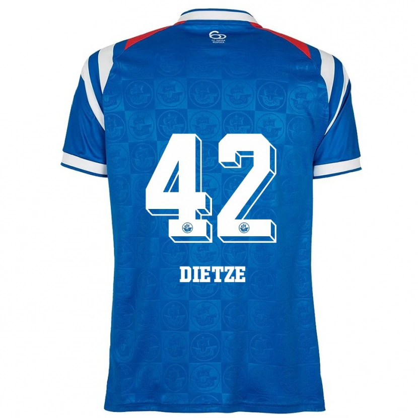 Danxen Kinderen Benno Dietze #42 Blauw Wit Rood Thuisshirt Thuistenue 2025/26 T-Shirt