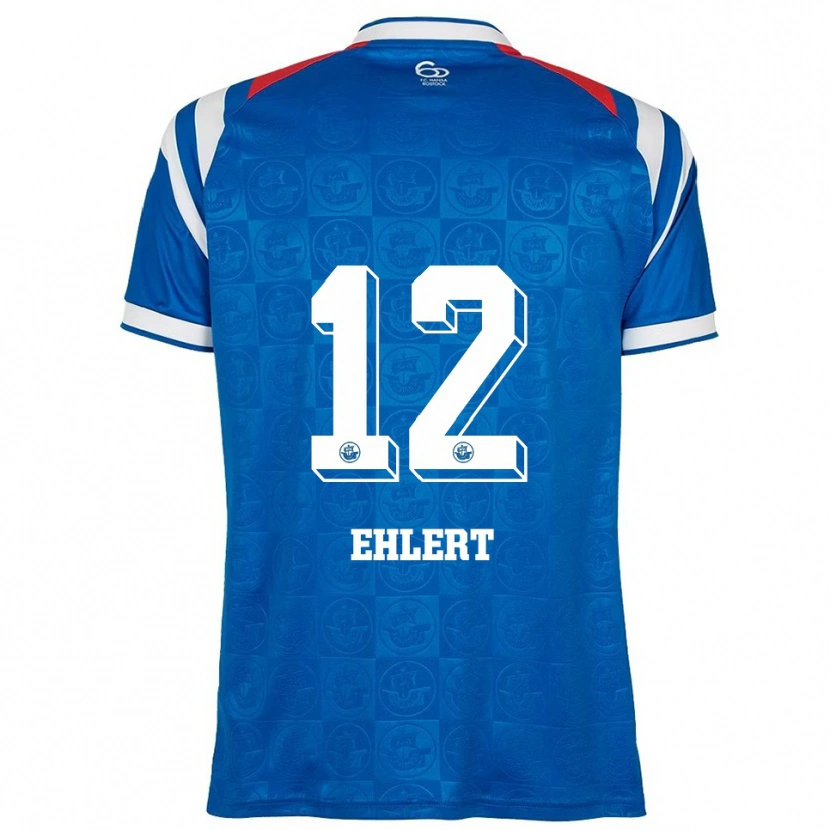 Danxen Kinderen Jonas Ehlert #12 Blauw Wit Rood Thuisshirt Thuistenue 2025/26 T-Shirt