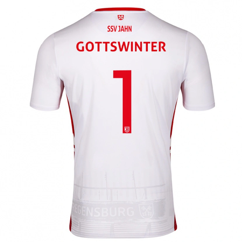 Danxen Kinderen Florian Gottswinter #1 Wit Rood Thuisshirt Thuistenue 2025/26 T-Shirt