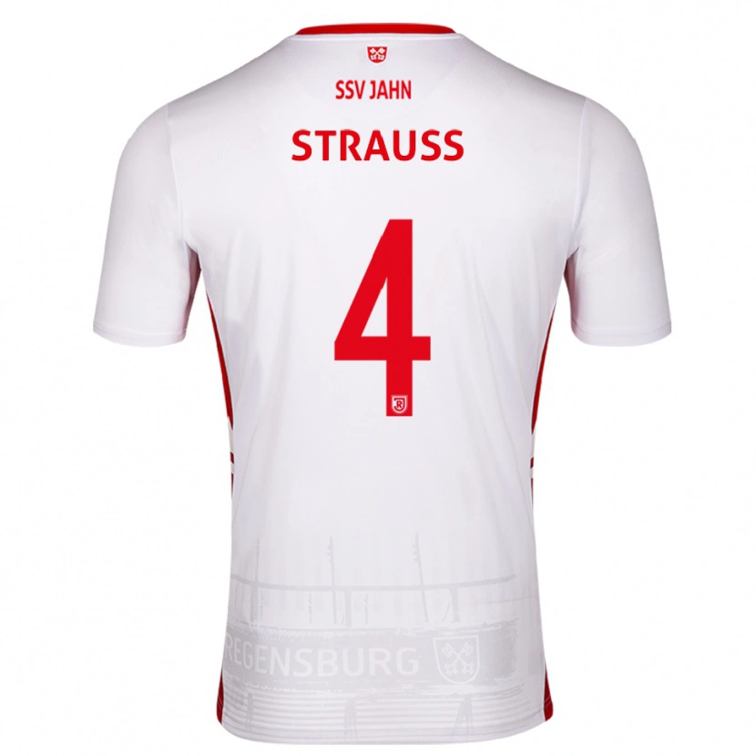 Danxen Kinderen Felix Strauss #4 Wit Rood Thuisshirt Thuistenue 2025/26 T-Shirt