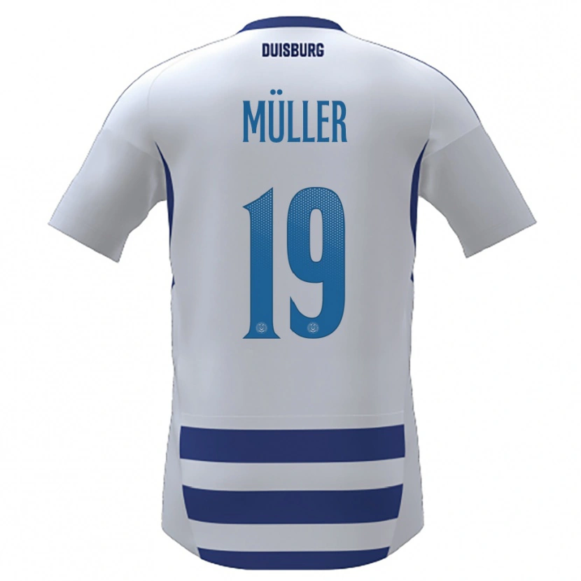 Danxen Kinderen Leon Müller #19 Wit Blauw Thuisshirt Thuistenue 2025/26 T-Shirt