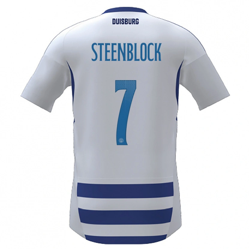 Danxen Kinderen Jannis Steenblock #7 Wit Blauw Thuisshirt Thuistenue 2025/26 T-Shirt