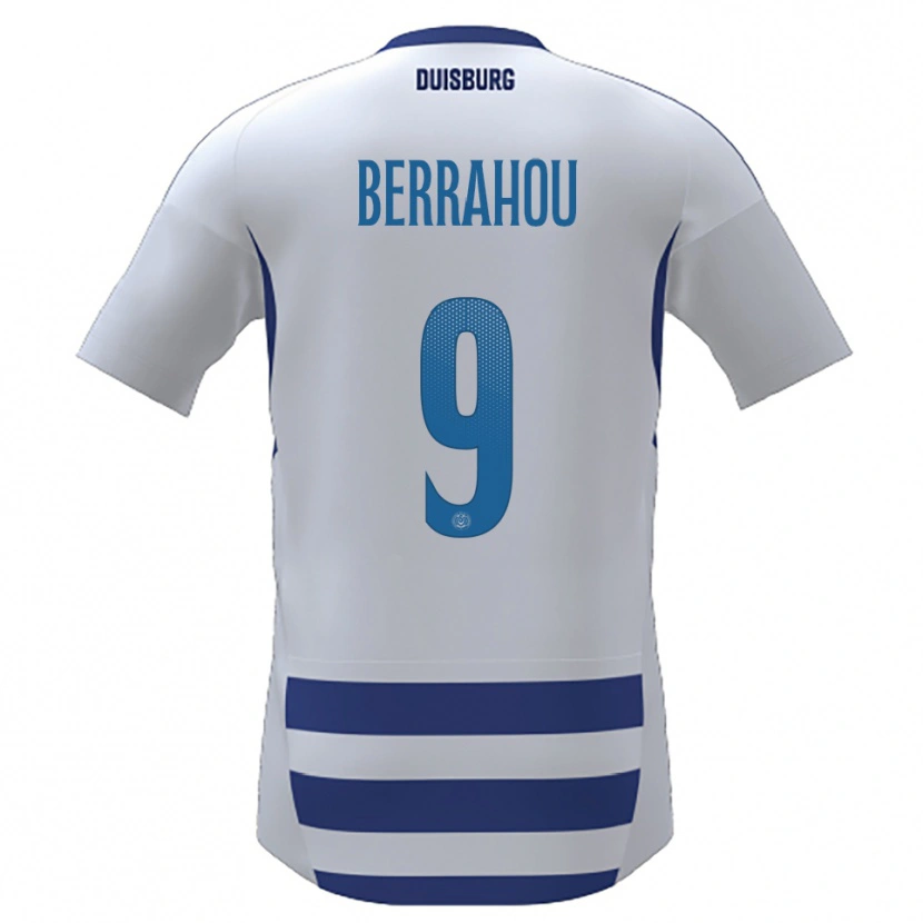 Danxen Kinderen Mohammed Berrahou #9 Wit Blauw Thuisshirt Thuistenue 2025/26 T-Shirt