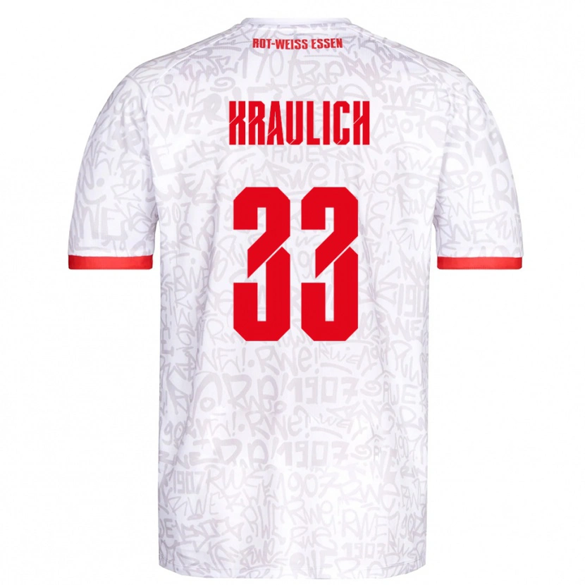 Danxen Kinderen Tobias Kraulich #33 Wit Rood Thuisshirt Thuistenue 2025/26 T-Shirt