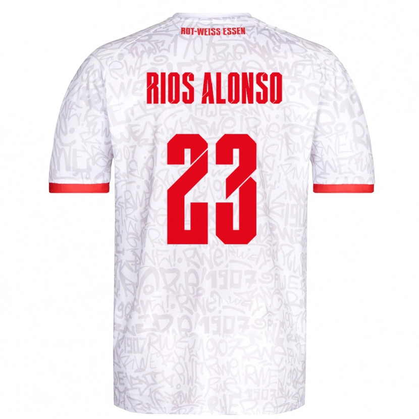 Danxen Kinderen José Enrique Ríos Alonso #23 Wit Rood Thuisshirt Thuistenue 2025/26 T-Shirt