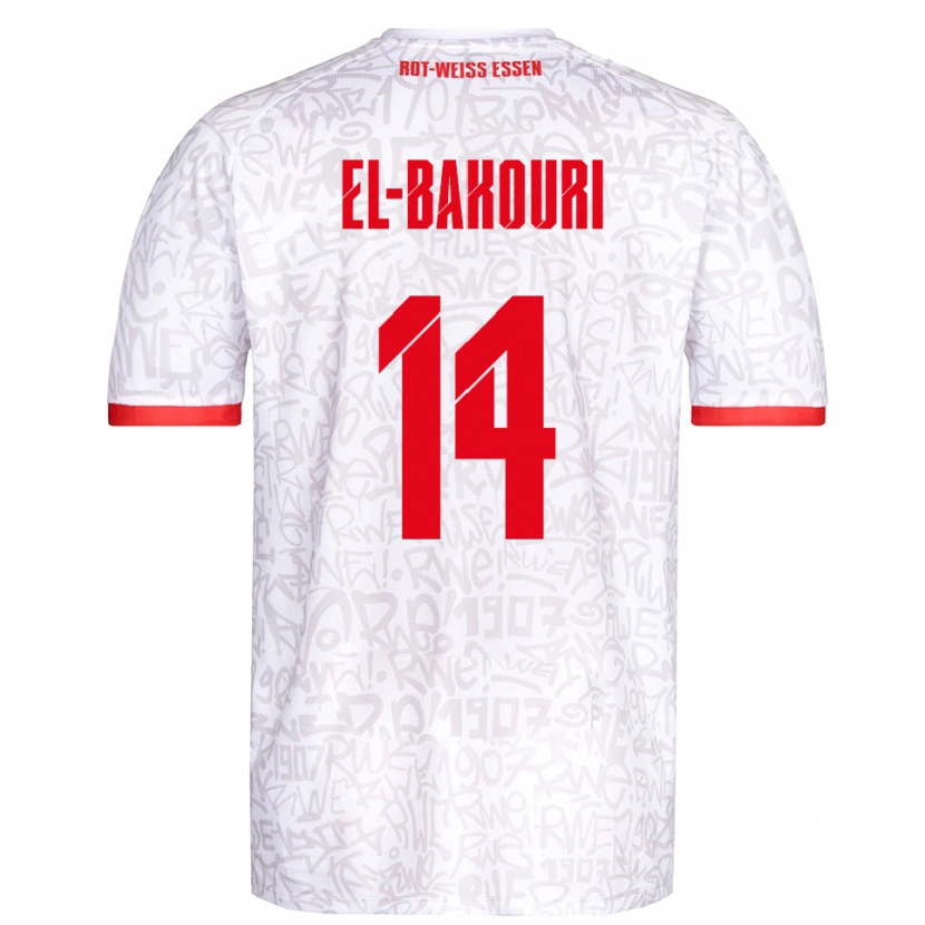 Danxen Kinderen Ibrahim El-Bakouri #14 Wit Rood Thuisshirt Thuistenue 2025/26 T-Shirt