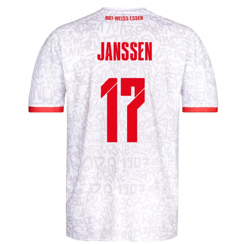 Danxen Kinderen Lenn Janssen #17 Wit Rood Thuisshirt Thuistenue 2025/26 T-Shirt