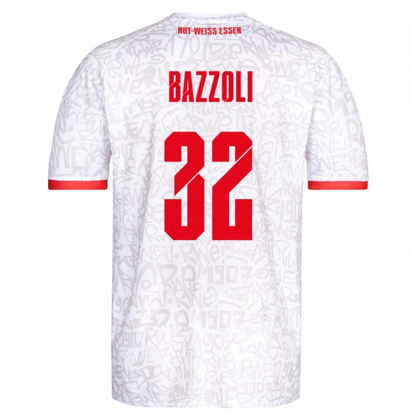 Danxen Kinderen Luca Bazzoli #32 Wit Rood Thuisshirt Thuistenue 2025/26 T-Shirt