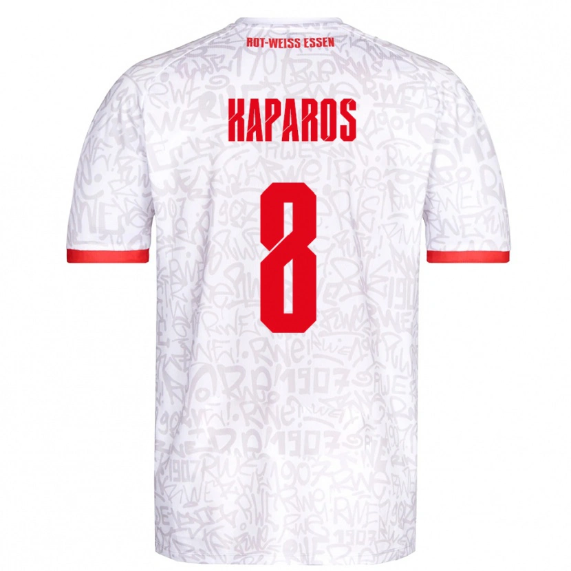 Danxen Kinderen Jimmy Kaparos #8 Wit Rood Thuisshirt Thuistenue 2025/26 T-Shirt