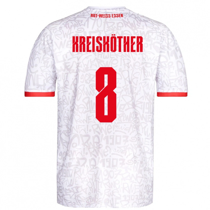 Danxen Kinderen Luiz-Simon Kreisköther #8 Wit Rood Thuisshirt Thuistenue 2025/26 T-Shirt