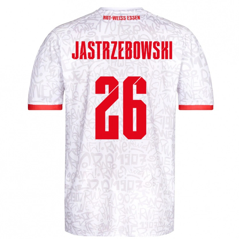 Danxen Kinderen Oliver Jastrzebowski #26 Wit Rood Thuisshirt Thuistenue 2025/26 T-Shirt