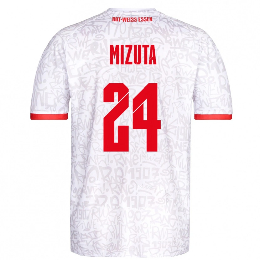 Danxen Kinderen Kaito Mizuta #24 Wit Rood Thuisshirt Thuistenue 2025/26 T-Shirt