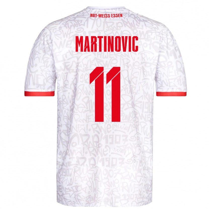 Danxen Kinderen Dominik Martinovic #11 Wit Rood Thuisshirt Thuistenue 2025/26 T-Shirt