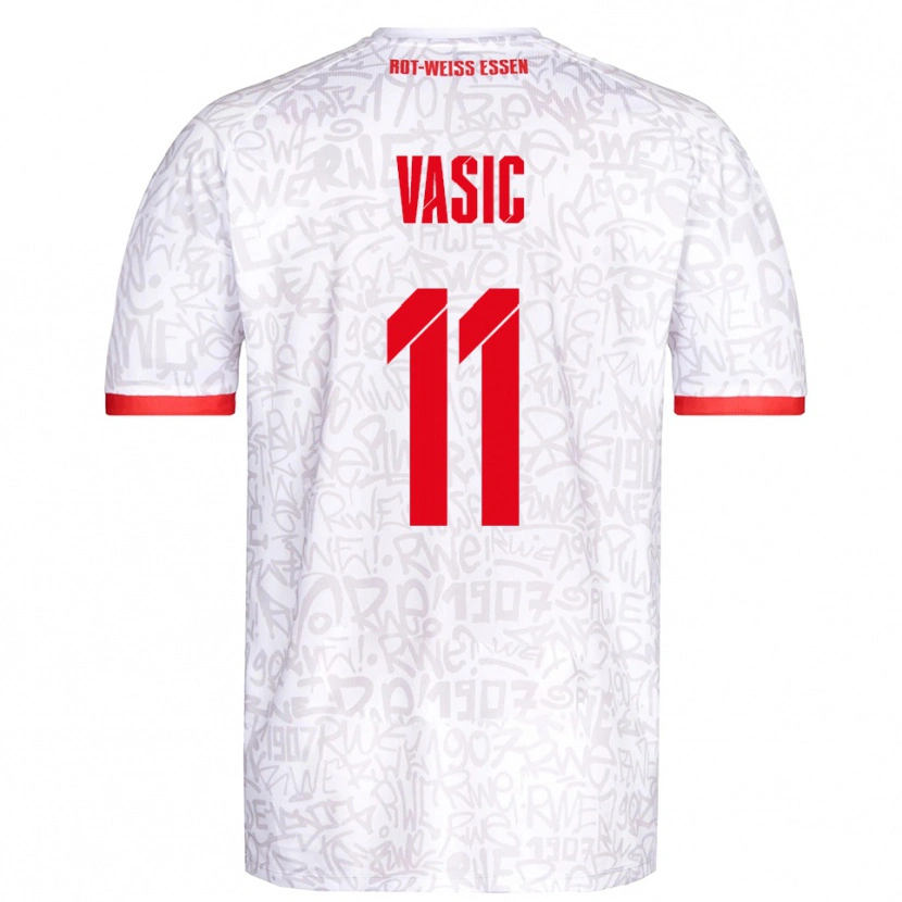 Danxen Kinderen Fadih Vasic #11 Wit Rood Thuisshirt Thuistenue 2025/26 T-Shirt