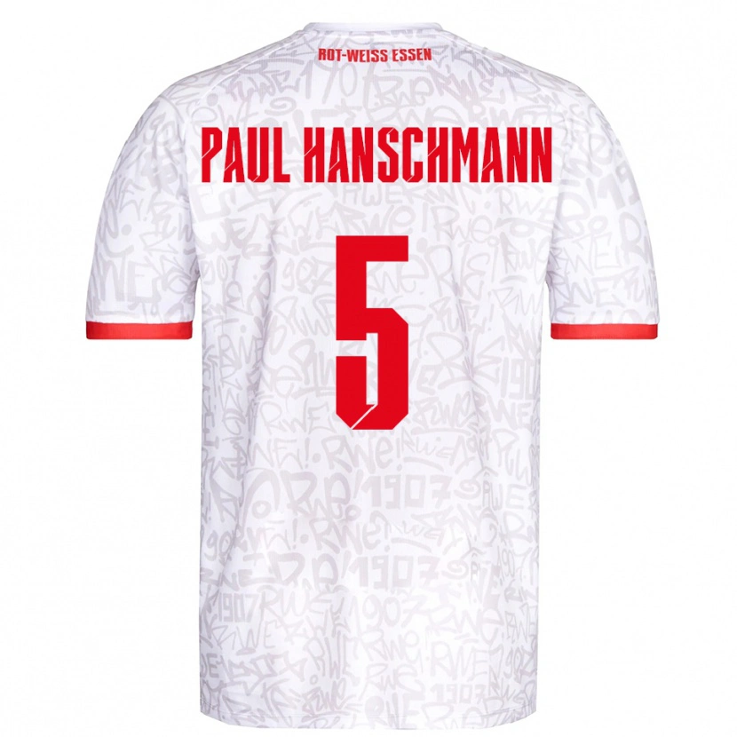 Danxen Kinderen Theodor Paul Hanschmann #5 Wit Rood Thuisshirt Thuistenue 2025/26 T-Shirt
